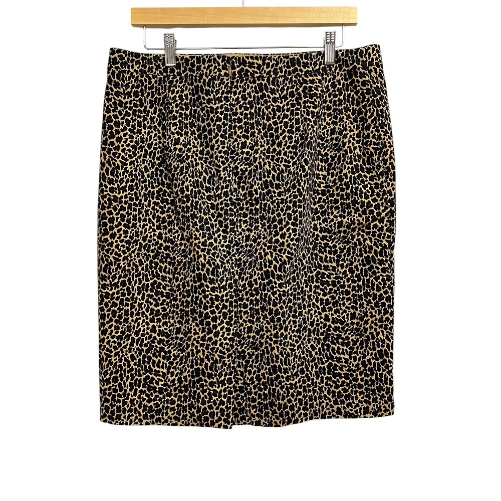 J. Crew Skirt Womens‎ 12 Brown Leopard Print Knee Length Pencil Lined Stretch - Picture 6 of 6